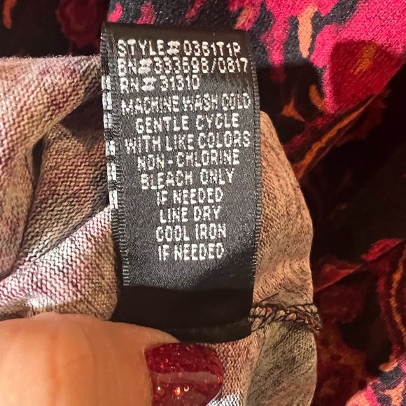 AGB paisley dress women S print high neck midi 3/4 sleeve red lightweight new - Picture 14 of 14